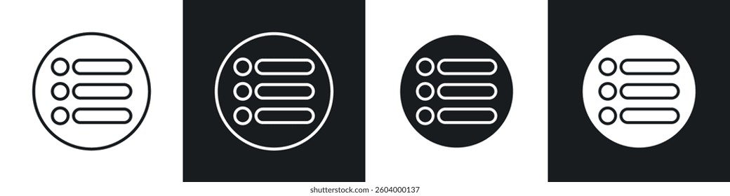 Menu list button icon symbol collection on white background.