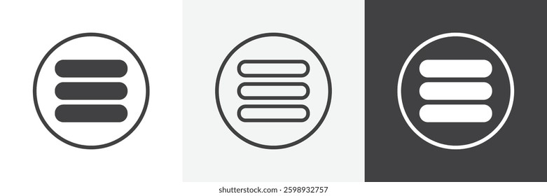 Menu list button icons in Thin line black color. flat simple vector symbols illustration.
