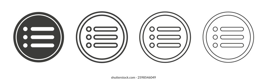 Menu list button line icon vector illustration set.