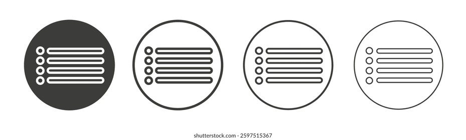 Menu list button vector icon set in black and white color.