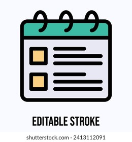 Menu List Calendar Vector Icon.