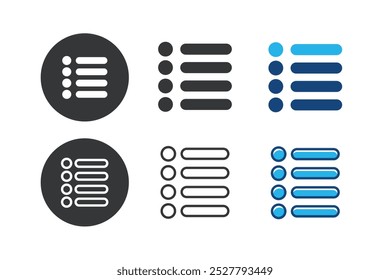Lista de menús colección de iconos de estilo de series múltiples. Icono mínimo y Ilustración vectorial de símbolos