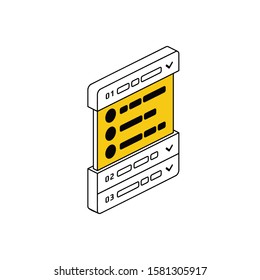 Menu list open block. Vector line, 3d stroke isometric, color web icon, new flat style. Creative illustration design, abstract idea for infographics.