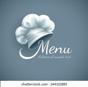 Menu logo with chef cap. Eps10 vector illustration. Gradient mesh used