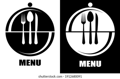 menu logo with dish fork spoon and knife