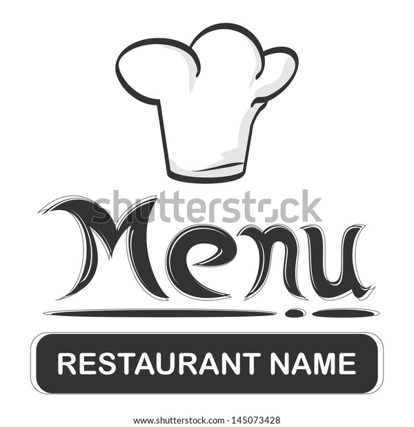 menu and logo of a\
restaurant with chef hat