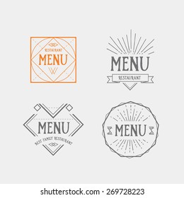 Menu logo template vintage geometric badge. Vector food design.
