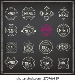 Menu logo template vintage geometric badge. Vector food design.