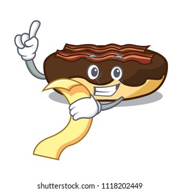 With menu maple bacon bar mascot cartoon