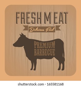 menu meat  over wooden background vector illustration