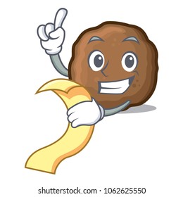 With menu meatball mascot cartoon style