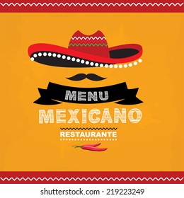 Menu mexican, template design.Vector illustration.