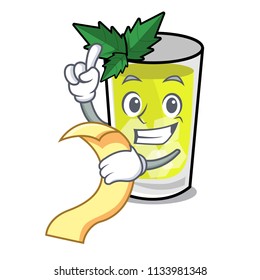 With menu mint julep mascot cartoon