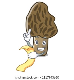 With menu morel mushroom mascot cartoon