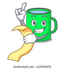 With menu mug mascot cartoon style