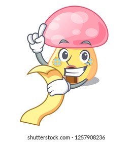 With menu mushroom house in a shape character