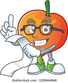 With menu nectarine cartoon character on a white background