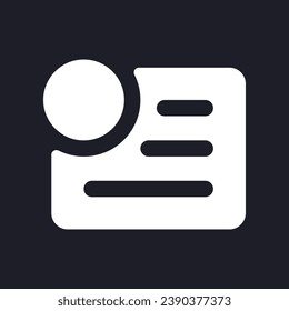 Menu notification dark mode glyph ui icon. Software settings update. User interface design. White silhouette symbol on black space. Solid pictogram for web, mobile. Vector isolated illustration