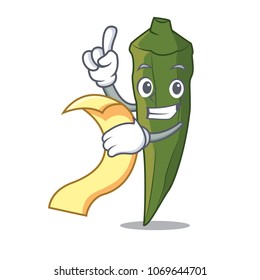 With Menu Okra Mascot Cartoon Style