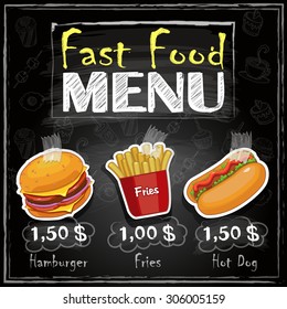 Menu on the blackboard