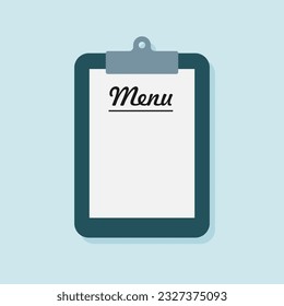 Menu on a clipboard. Blank paper with lunch menu for a restaurant. Vector template.