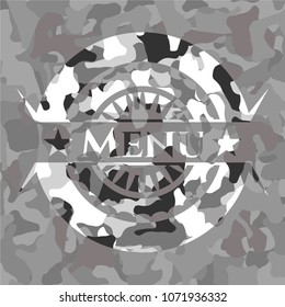  Menu on grey camo texture