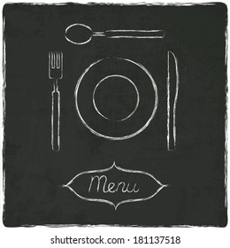 menu on old black board - vector illustration