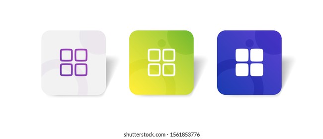 menu option round icon in outline and solid style with colorful smooth gradient background, suitable for mobile and web UI, app button,  infographic, etc