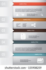 Menu options layout suitable for web design, brochure design or infographics with spaces for text
