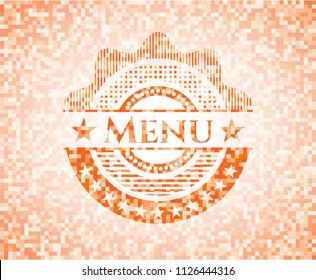 Menu orange mosaic emblem