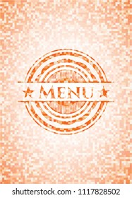 Menu orange mosaic emblem with background