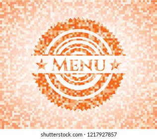 Menu orange mosaic emblem with background