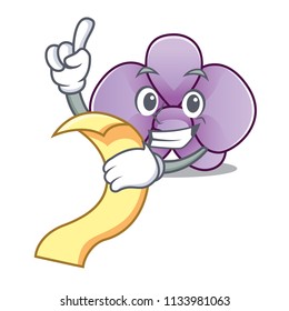 With menu orchid flower mascot cartoon