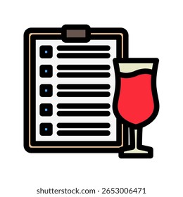 Menu outline color flat icon, mini illustration for relaxation, party, pubs and bars UI, UX kit, app and web development, digital or print.