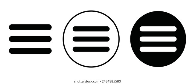 Menu outline icon collection or set. Menu Thin vector line art