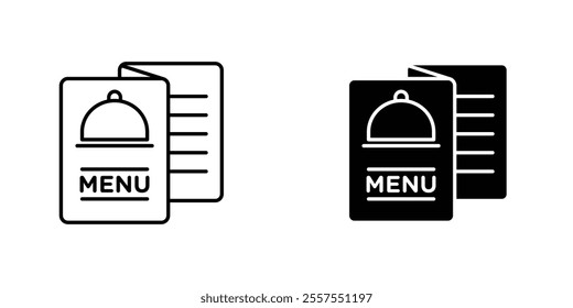 Menu outlined and solid icon vector collection.