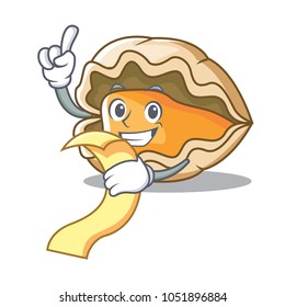 With menu oyster mascot cartoon style