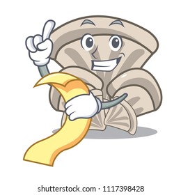 With menu oyster mushroom mascot cartoon