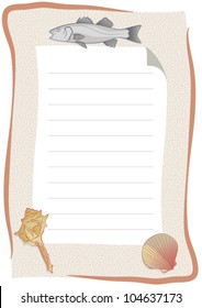 Menu page layout with pictures of fish