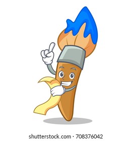 With menu paint brush character cartoon