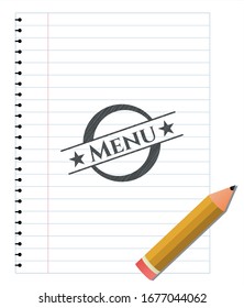 Menu pencil emblem. Vector Illustration. Detailed.