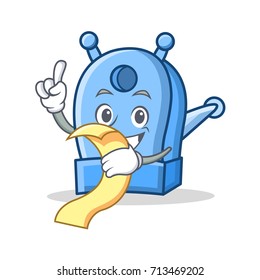 With menu pencil sharpener character cartoon
