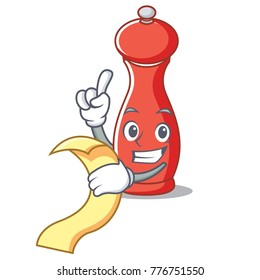 With menu pepper mill character cartoon