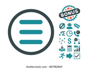 Menu pictograph with bonus images. Vector illustration style is flat iconic bicolor symbols, soft blue colors, white background.
