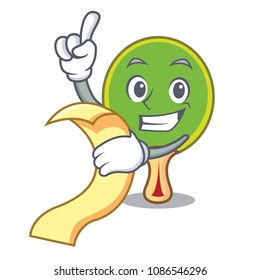 With menu ping pong racket mascot cartoon