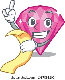 With menu pink diamond in the mascot shape