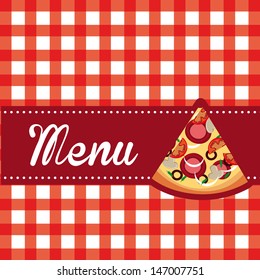 menu pizza over tablecloths background vector illustration 