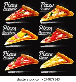 menu pizza vintage black