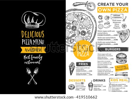 menu placemat food restaurant brochure menu stock vector royalty create a menu template