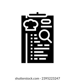 menú planeamiento restaurante chef glifo vector icono. el cartel del chef del restaurante de planificación de menús. ilustración de símbolo aislado